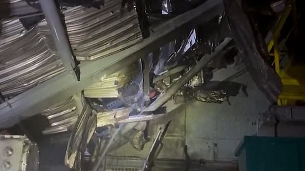 Video from within Chernobyl nuclear shelter shows extent of damage caused by Russian drone