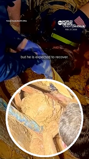 A Florida man who had been missing for several days was found shoulder-deep in a mud pit outside Gainesville. Rescuers used ropes, ladders and shovels to free him. David Muir reports. https://abcnews.go.com | ABC World News Tonight with David Muir