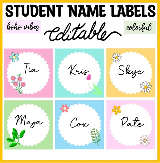 Colorful Spring Student Name Labels, Spring Name Plates, Spring Bin Tags, Back to School Spring Floral Name Labels, Locker Labels, Tags - Etsy Canada