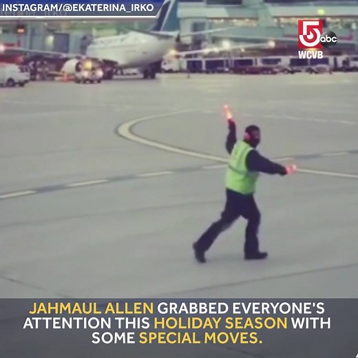 428K views · 3.8K reactions | When Jahmaul Allen saw a crying child on a plane he was guiding, he knew exactly what to do: https://www.wcvb.com/article/airline-worker-s-tarmac-dance-moves-bring-smiles/25723652 | WCVB Channel 5 Boston | Facebook
