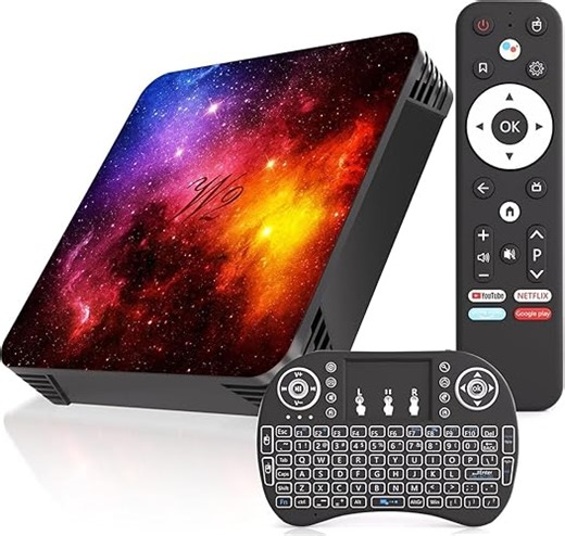 Android TV Box 14.0, 4GB RAM 128GB ROM Quad-Core Smart TV Box, Support 4K UHD & Dual-Band WiFi 2.4G/5