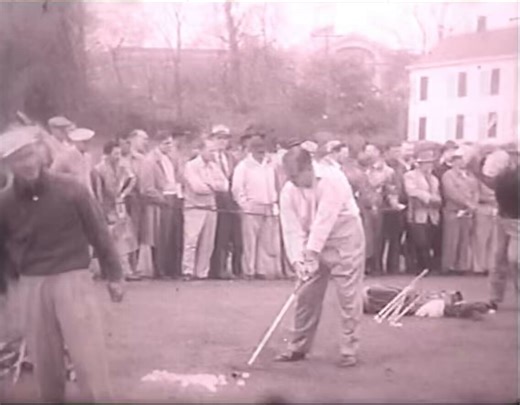 Nobody has noticed Byron Nelson’s trademark knee action to the right of screen.