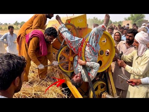 Thresher Machine Wheat Harvesting Fails | Alghazi 65hp Tractor Unbelievable Performance On Thresher