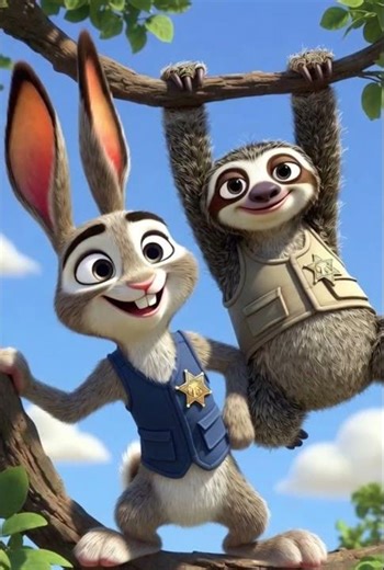 Sloth and Rabbit #FunnyAnimation #AnimalHumor #Cartoon #aivideo #animatedshort #funnycartoo #aistory