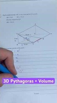 3D Pythagoras and Volume of a Prism #maths #gcse #3dpythagoras #volume