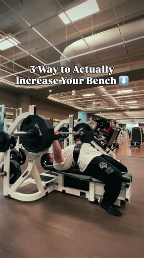 3 Ways to Actually Increase Your Bench ⬇️ . . . 1. Leg Drive If feet flat, imagine kicking out as if doing a leg extension, without moving your feet. If on toes/heels up, push heels down into the floor. Do these on each and every rep. Leg drive builds full body tension, stabilizes your arch, and transfers leg power to the bar. . 2. Train Short Head of Triceps Focus on exercises such as skullcrushers, close-grip pushdowns, or dips. Short head helps lockout strength, the key for lockout strength o
