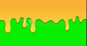 Dripping honey animation. Realistic drops of honey. Dessert background with melted honey. Dripping honey. Motion graphic. 4K animation