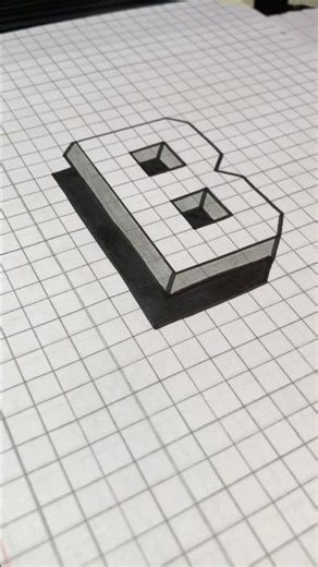 3d B drawing 😱 #shorts #art