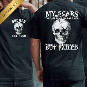 Boomer Humor T-shirt: Custom Year, "my Scare Tell a Story" - Soft Cotton Unisex Tee - Etsy