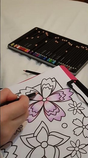 Coloring a flower using colored pencils 🌸🖍 #coloringadventure #coloringbook #colouringsheets