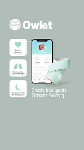 Cu Owlet Smart Sock 3, poți monitoriza ritmul cardiac al bebelușului, nivelul de oxigen din sânge și tendințele somnului din prima lui noapte până în prima zi de școală. 👶