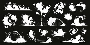Comic Explosion Effect Set. Vector Dust Smoke Cloud, Puff, Mist, Fog, Watery Vapour, Cartoon Energy Blast and Motion Stock Vector - Illustration of wind, speed: 230312765
