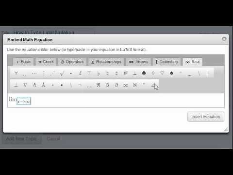 How to Type Limit Notation in the Instructure Canvas Equation Editor
