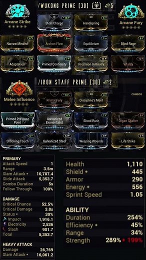 WUKONG PRIME & IRON STAFF PRIME MODS BUILD WARFRAME