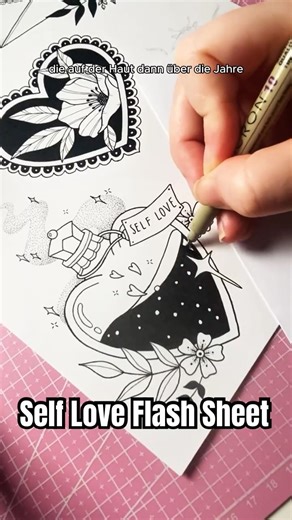 Tattoo Portfolio Seite 2: Self Love Flash Sheet 🌼💗