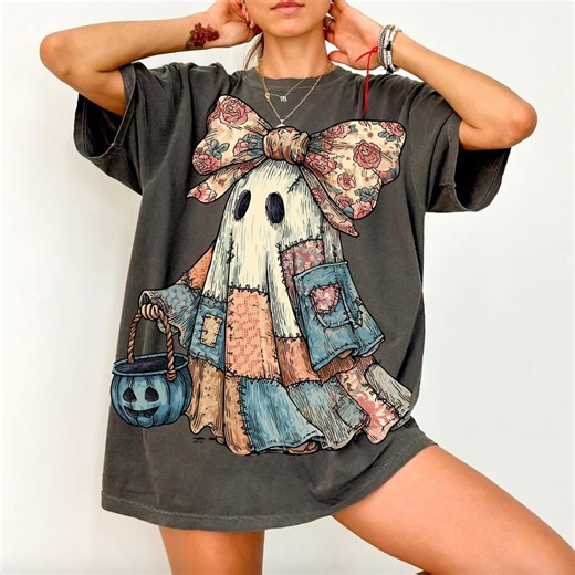 Retro Halloween Blue Denim Ghost Png, Trendy Patchwork Spooky Ghost Png, Cute Boo Ghost Coquette Png, Fall Pumpkin Png, Spooky Season Png - Etsy