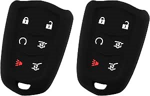Keyless Entry Remote Car Smart Key Fob Shell Cover Soft Rubber Case for Cadillac Escalade HYQ2AB (Pack of 2)