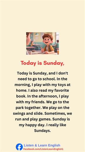 Learn English through Story || Today is Sunday || English Story | Listen & Learn English
