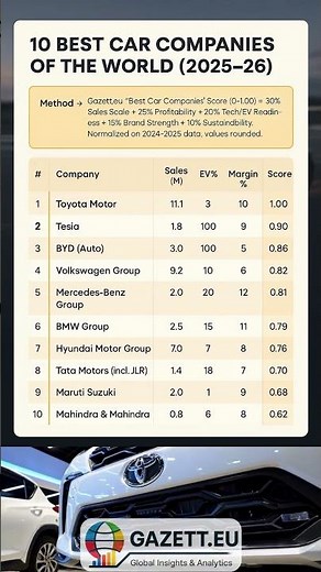 10 Best Car Companies of the World (2025–26) | #topcars2025 #carrankings