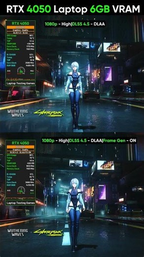 RTX 4050 Wuthering Waves (Night City) - DLSS FG (ON vs OFF)#wuwa #comparison #rtx4050