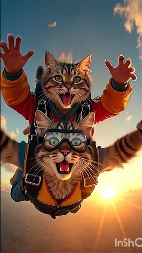 a handsome cat with his partner enjoying sky diving #viral short #shorts