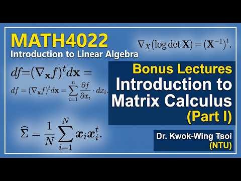 Bonus Lectures : Introduction to Matrix Calculus (Part I)