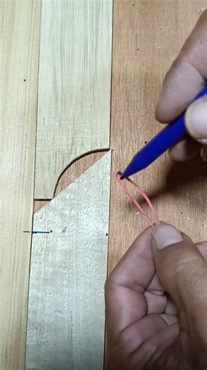 measuring the joints of concave motif wood joints using the help of rope #woodworking #wood #diy