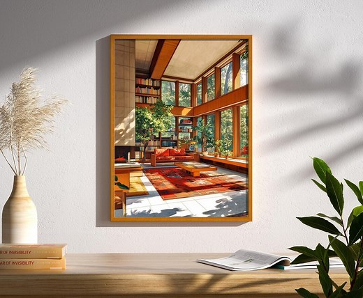 Prairie Craftsman Style Home Interior 20th Century Architecture Design Arts and Crafts Usonian Organic Print Poster Wall Decor Architect - Etsy