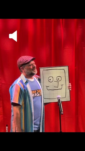 A drawing sings on stage at Berkeley Playhouse in Magician Brian Scott’s show #magic #brianscottmagic #familyfun #drawing #ventriloquist | Brian Scott Magic