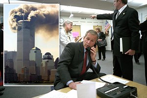 Stunning pics show how George W Bush was told about the 9/11 attacks