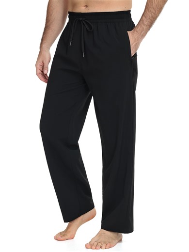 Xidunhg Men's Linen Pants Casual Beach Summer Pant Elastic Waist Drawstring Lightweight Trousers