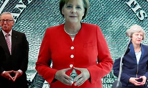 Does sign made by Merkel, May and Juncker prove secret EU illuminati?