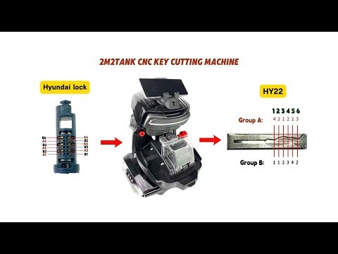 Get Key Bittings from Hyundai Door Lock HY22 and Cut Key with 2M2 Tank 2 Pro- OBDII365