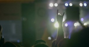 Audience at outdoor night rock concert