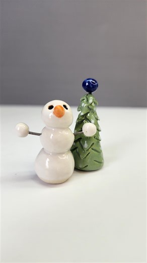 Whimsical Mini Ceramic Christmas Tree With Snowman, Porcelain Tree, Clay Art,christmas Ornament,xmas Tree, Small Gift, Holiday Decor 2 Piece - Etsy