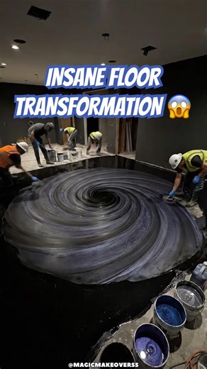 THIS FLOOR IS INSANE 😱 Black hole epoxy floor #viralvideo #epoxyfloor #construction #shorts #fyp