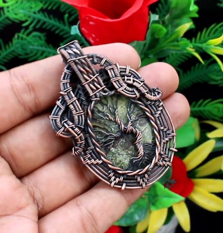 Tree of Life Pendant Gemstone Wire Wrapped Pendant Dragon Blood Jasper Pendant Copper Wire Wrapped Jewelry Handmade Pendant Copper Chain - Etsy