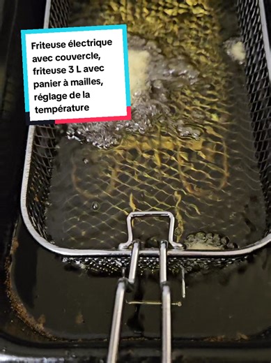 Friteuse électrique avec couvercle, friteuse 3 L avec panier à mailles, réglage de la température, fenêtre de visualisation, style professionnel, 2000 W, acier inoxydable, parfaite pour poulet frit, crevettes, frites, chips et plus. #fritteuse #cuisine #recettes #frites #famille