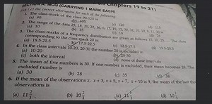 rick (の the correct alternative for 1 MARK EACH) The class-mark... | Filo
