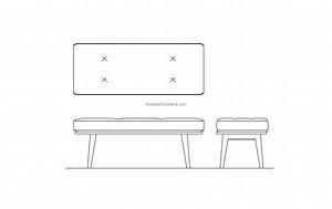 Upholstered Bedroom Bench - Free CAD Drawings