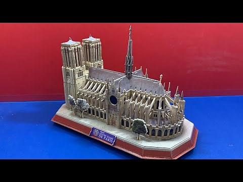 DIY Craft Instruction 3D Puzzle Cubicfun Notre Dame De Paris with LED