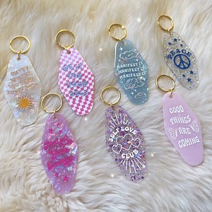 Cute Motel Keychain Positive Quotes - Glitter, Opal   Positive Affirmations Self Love Manifest See the Good Grateful - Cute Gift for Friend - Etsy
