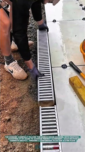 Installing Linear Drain Channel Along Pavement Edge – Satisfying jobs and machinery in the world