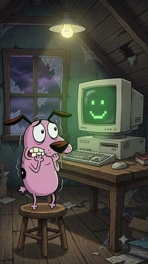 Courage The Cowardly Dog: Asking the Computer for Help! 🖥️ #shorts