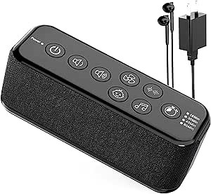 White Noise Machine for Adults, USB Rechargeable Sound Machine with 42 Soothing Sounds for Sleeping with Lullabies & Fan Sounds, Auto-Off Timer & Volume Control, Noise Cancelling for Office Privacy