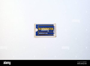 Circa 2003 membership card for Blockbuster Video, used for renting home video (VHS, Betamax, LaserDisc, DVD, Blu-ray); video rentals Stock Photo - Alamy