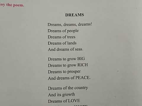 DREAMS POEM BY ESTHER SAMUEL CLASS 7 ENGLISH | GUJARAT ONLINE EDUCATION