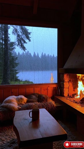 Rain on Window in Cozy Cabin | ASMR Sleep Sounds. #rain #rainsounds