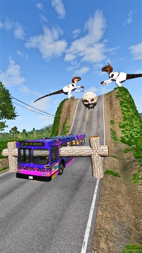 Long City Buses vs Logs Trap - BeamNG.drive #shorts #beamngdrive #bus