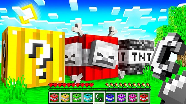 Blowing up everything with overpowered TNT in Minecraft